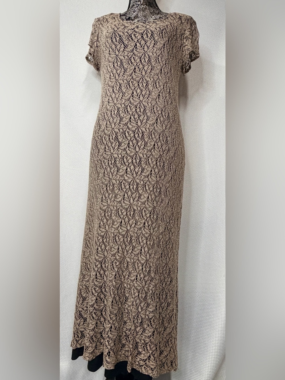 VTG 90s Dani Max Lace Maxi Dress Contrast Line Whimsigoth Grunge